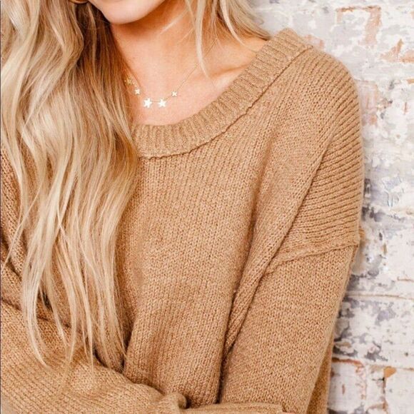 Free People Brookside Tunic Sweater Scoop Neck Oversize Desert Ca… - Picture 6 of 8